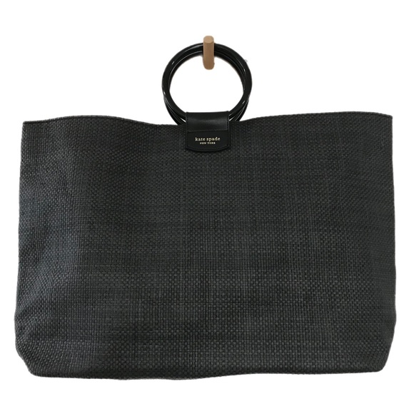 Kate Spade New York Black Woven Tote Beach Bag - Picture 2 of 6